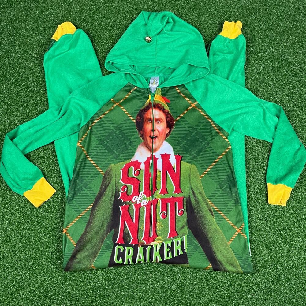 Elf Movie Christmas Son Of A Nutcracker One Piece Pajama Sleepwear Adult L